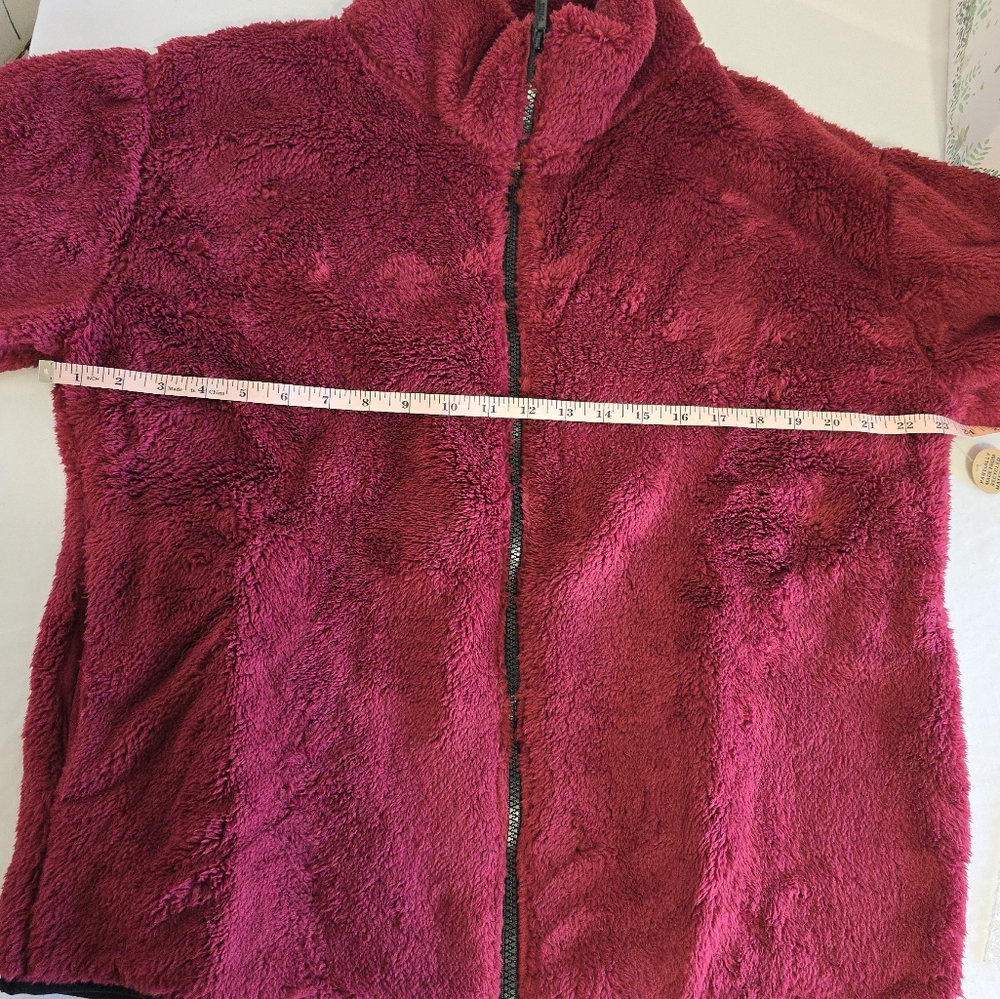 PINK Victoria's Secret Sherpa Teddy Jacket Full Zip Maroon VS Sweater New XL - Picture 13 of 16